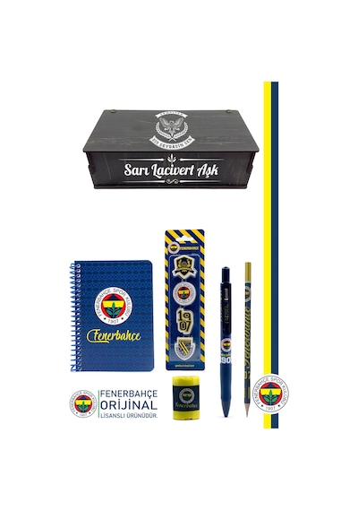 Fenerbahçe Orijinal Lisanslı Kalem Kalemtraş Bloknot Silgi Hediyelik Set Sarı 005 Sarı
