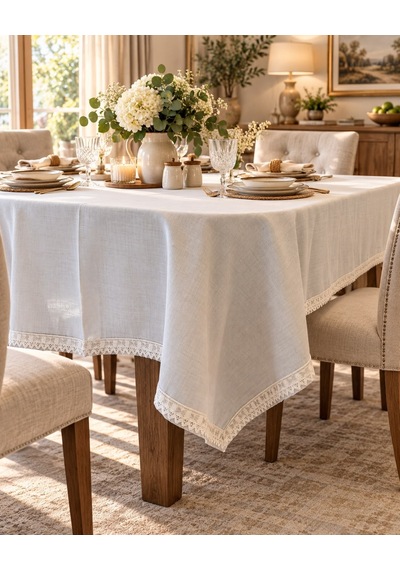 Linen Keten Masa Örtüsü Gri - 160 220-7820