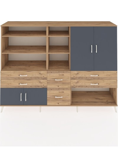 Hyperion Dolap 10 Raflı 6 Çekmeceli 4 Kapaklı 220x44x163 Çam-antr Çam-antrasit/çam Hyperion Dolap 10 Raflı 6 Çekmeceli 4 Kapaklı 220x44x163 Çam-antr Çam-antrasit/çam