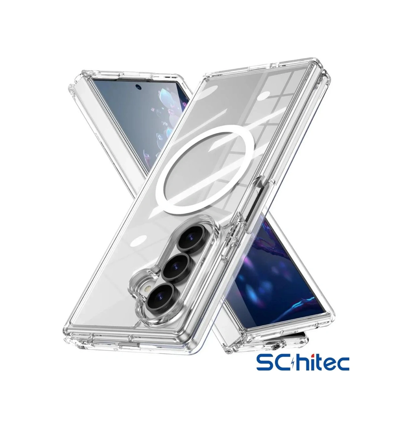 Schitec Samsung Galaxy Uyumlu Z Fold 7 Magsafe Özellikli Şeffaf Kılıf
