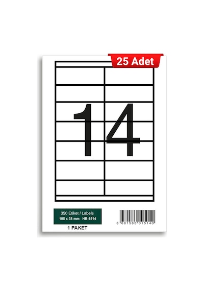 Herboy Hb-1514 105 X 38 Mm A4 Laser Etiket 25 Adet