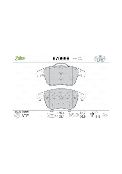 Peugeot 2008 On Fren Balatasi 1.2 Puretech 2020-2021 Valeo 670998