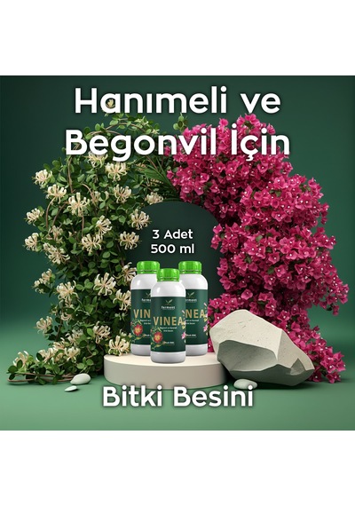 Vinea Üçlü 500 Ml 3 Adet Dış Mekan Süs Bitkisi Besini - Begonvil Ve Hanımeli İçin Hızlı Büyüme 500 ML