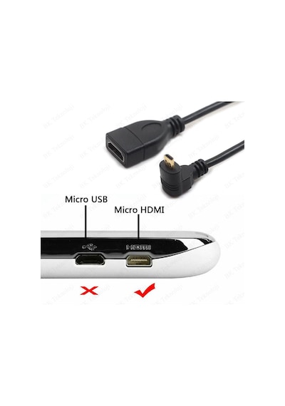Micro HDMI to HDMI 90 Derece Dik Açılı Tablet Kamera Kablosu 1M