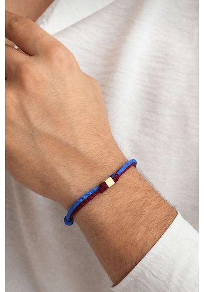 14 Ayar Altın Bordo Mavi İpli Küp Bileklik Siyah