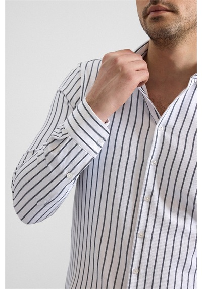 Süvari Lacivert Slim Klasik Yaka Cepsiz Casual Gömlek Gm2025500496-m09 Lacivert