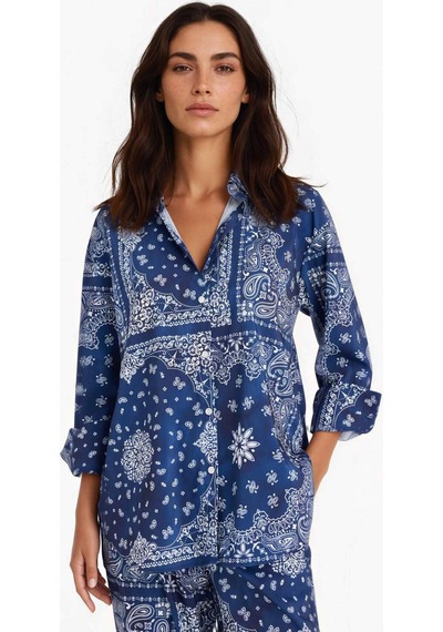 Defacto Regular Fit Şal Desenli Plaj Gömleği-fall İn Love F8334ax25hsnv241 Lacivert