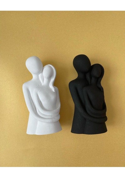 Bernami Biblo Pinterest Sarılan Sevgililer Biblo 2'li Set Siyah- Beyaz