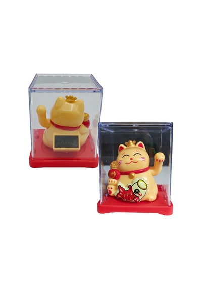 Maneki Neko El Sallayan Mini Şans Kedisi Krem Solar Güneş Enerjili 5x5cm F11krm11