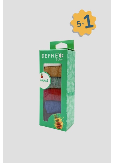 Defne Baby 5+1 Çift Premium Pamuklu Jakar Desenli Bebek Çorap Seti Ananas Koleksiyonu Çok Renkli