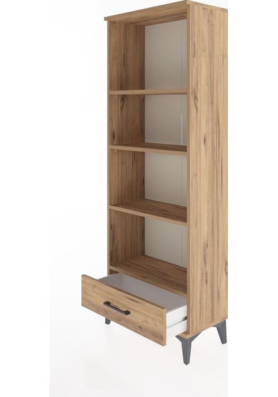 Arges Dolap 4 Raflı Tek Çekmeceli 60x30x163 Çam-çam Çam