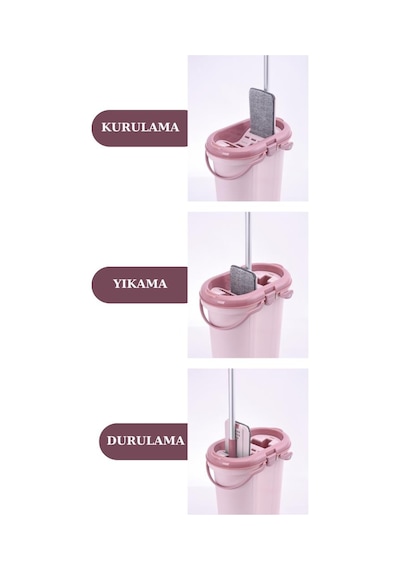 Flora 3 Bölmeli Trio Tablet Mop Temizlik Seti ve 2 Adet Yedek Mikrofiber Mop Bezi