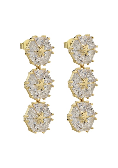 Taşlı Geometrik Şık Küpe Gold