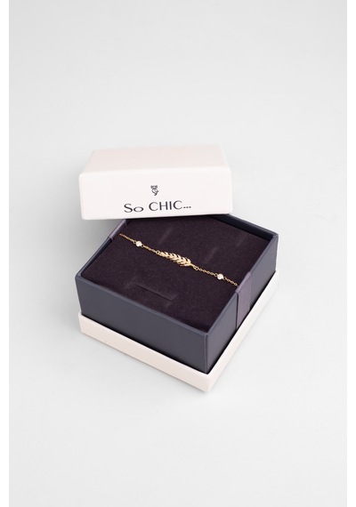So Chic Başak Figürlü 18 Ayar Sarı Altın Kaplama Gümüş Bileklik Sarı