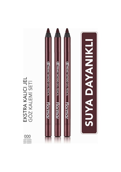 Flormar Extreme Tattoo Very Berry 3'lü Jel Göz Kalemi Seti SET116