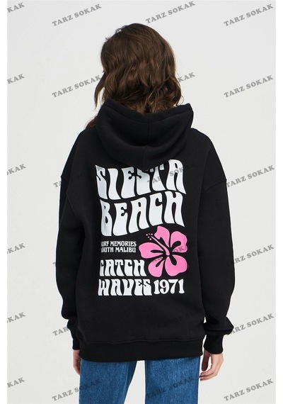 Tarzsokak Y2k Unisex Siesta Beach Sweatshirt Kod 1997 Siyah