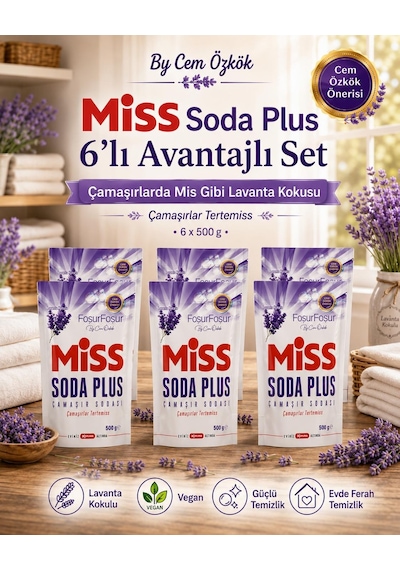 Miss Soda Plus Çamaşır Sodası 500 Gr Lavanta 6lı Set Tplm 3000 Gr