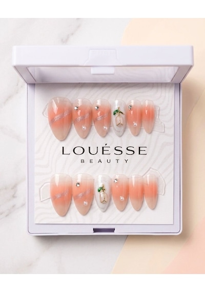 Louésse Peach Glow Takma Tırnak 12 Li Şeftali Ombre İnci Detaylı Soft Elegant Nail