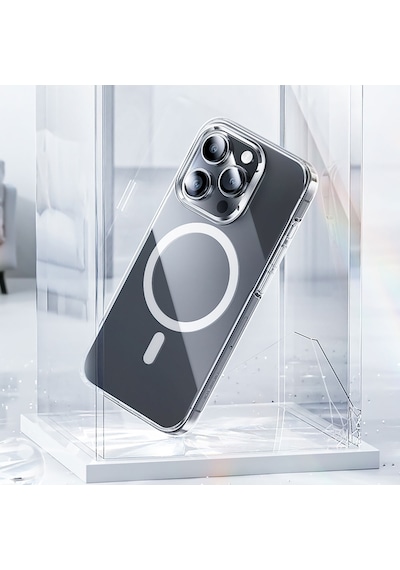 Apple Uyumlu iPhone 15 Pro Max Kılıf Magsafe Şarj Özellikli Benks Crystal Serisi Şeffaf Kapak