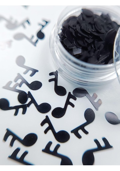 Şekilli Folyo Müzik Notalar - Dekoratif Nail Art Tırnak Süsleme Pulu Siyah