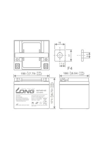 Long WP40-12 12 V 40 AH Bakımsız Kuru Akü