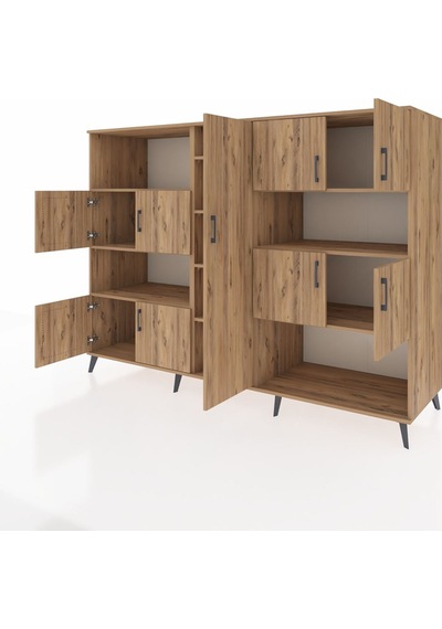 Kronos Dolap 10 Raflı 9 Kapaklı 220x59x163 Çam-çam Çam-çam