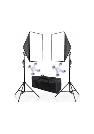 Soligor Softbox 50 x 70 CM Paraflaş 4 Duylu Adaptörlü Sürekli Işık Seti