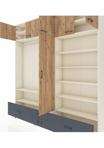 Arges Dolap 18 Raflı 4 Çekmeceli Tek Askılı 220x30x243 Aytaşı-çam/antrasit Atlas Çam/antrasıt Arges Dolap 18 Raflı 4 Çekmeceli Tek Askılı 220x30x243 Aytaşı-çam/antrasit Atlas Çam/antrasıt