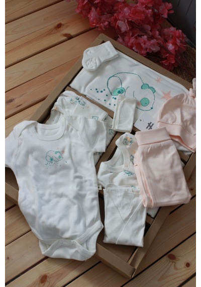Phokaia Barbosa Moi Noi Baby Kız Bebek 10 Parça Hastane Çıkışı Ekru-pembe