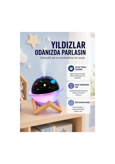 Projektör Işıklı Ve Aromaterapi Destekli Taşınabilir Nemlendirici Cihaz Usb Bağlantılı Renk Projektör Işıklı Ve Aromaterapi Destekli Taşınabilir Nemlendirici Cihaz Usb Bağlantılı Renk
