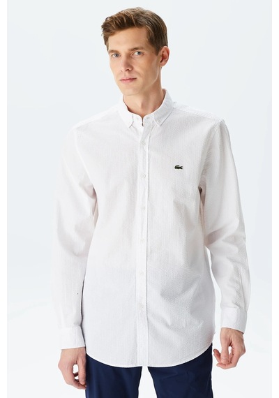 Lacoste Men's Regular Fit Shirt Organik Pamuk Erkek Gömlek Beyaz