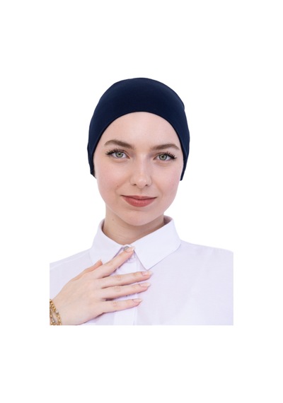 Modish Group Pratik Bone Pamuklu Tesettür İç Bone, Başörtüsü İçin Hazır Viskon Şapka, Namaz Günlük Kullanım İçin Lacivert