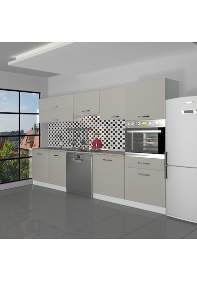 Decoraktiv Elite 280y Ankastre Boy Dolaplı Mdf Hazır Mutfak Dolabı - Tezgah Dahil - Kumtaşı Kum Beji