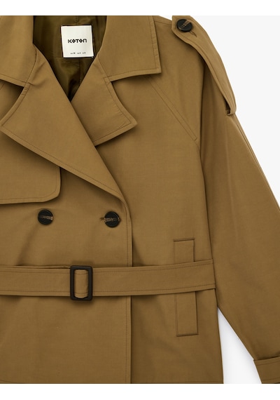 Koton Uzun Kollu Düğmeli Cepli Kruvaze Kemerli Gabardin Kısa Trençkot Haki 6sak00081ew Haki Koton Uzun Kollu Düğmeli Cepli Kruvaze Kemerli Gabardin Kısa Trençkot Haki 6sak00081ew Haki