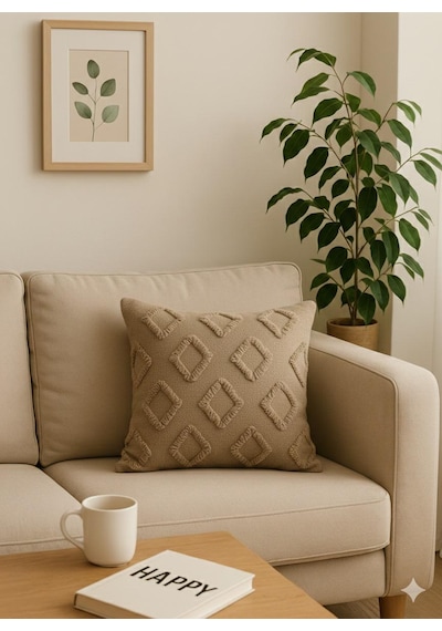 Kırlent Kılıfı 43x43 Cm Çift Taraflı, Fermuarlı, Lüks Şönil Kumaş Koltuk Örtüsü İle Uyumlu 1 Adet VİZON