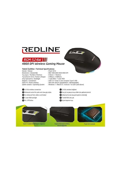 Redline RGM-524W Kablosuz Oyuncu Mouse