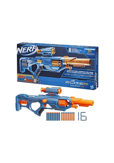 Hasbro Nerf Elite 2.0 Eaglepoint Rd-8 Atıcı 8 Dart Tamburu, Çıkarılabilir Nişan Dürbünü Ve Namlu, 16 Nerf Dart,