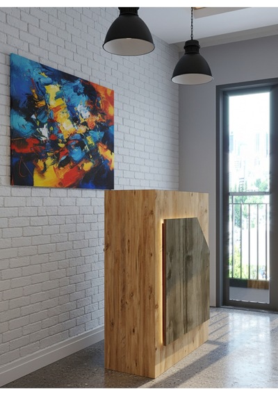 Resital Ledli Karşılama Bankosu G-90 Cm Ofis Kasa Resepsiyon Masası Banko-002-6-2