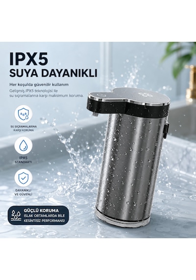403838 Paslanmaz Tezgahüstü Sensörlü Sıvı Sabun Dispenseri Metal