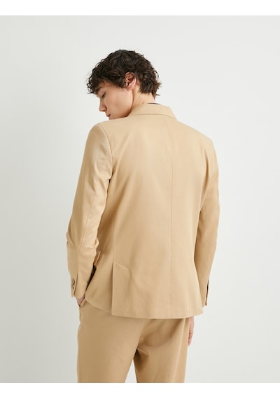 Koton Keten Ceket Blazer Slim Fit Düğmeli Cep Detaylı Bej 4sam50038hw Ekru