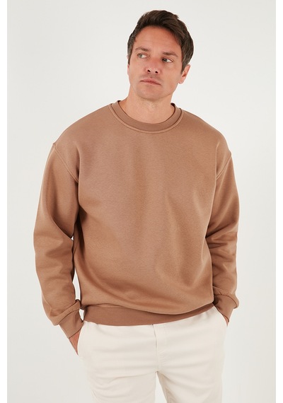 Buratti Regular Fit Bisiklet Yaka Pamuklu Içi Tüylü Yumuşak Şardonlu Erkek Sweat 5905255 Tarçın