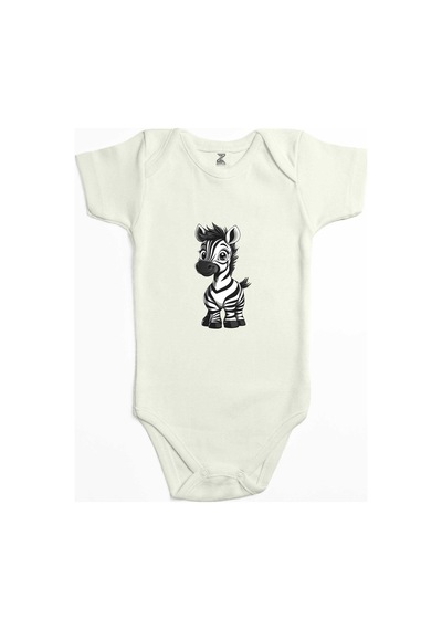 Zepplin Giyim Şirin Zebra Siyah Bebek Body Zıbın
