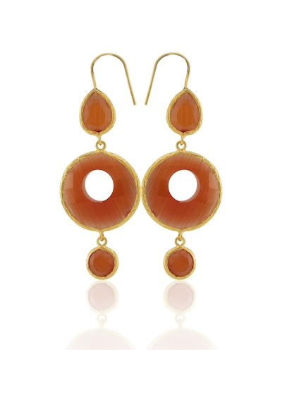 Kadir Jewellery 22 Ayar Altın Kaplama Kadın Sallantılı Küpe -el İşçiliği Ve Hipoalerjenik Küpe Kırmızı 60601461