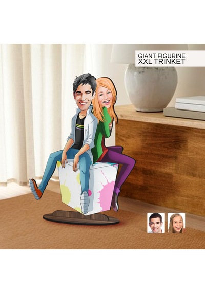 Bk Gift Kişiye Özel Sevgililer Karikatürlü Büyük Boy Ahşap Biblo-35 Arkadaşa Hediye , Sevgiliye Hediye, Kişiye Özel Biblolar Kobitmeyen137589 Bk Gift
