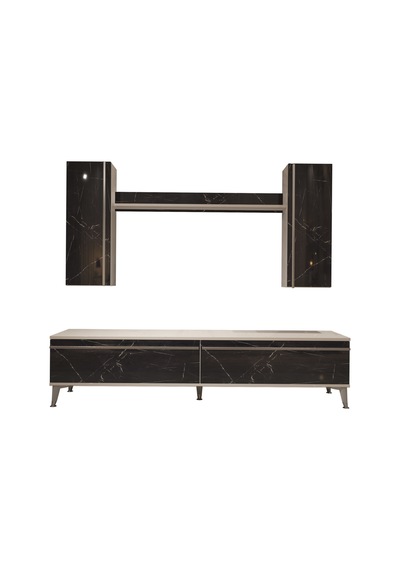 Decoraktiv Eko 7 Mdf Std Silver Tv Ünitesi Tv Sehpası Beyaz - Siyah Mermer