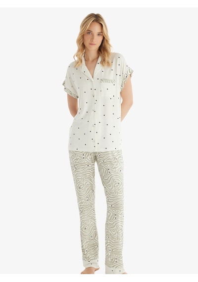 Kadın Pijama Takımı 51857 - Puantiye Baskılı Desenli