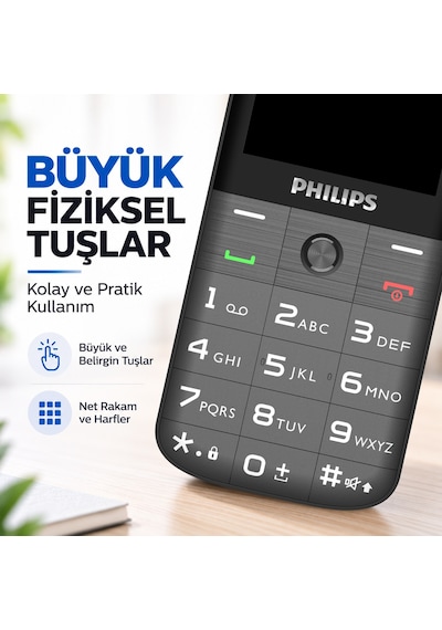 Philips Xenium E227 Kameralı Çift SIM Kartlı Tuşlu Cep Telefonu Siyah