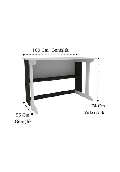 Enda Home Pillar Kütüphaneli Geniş Çalışma Masası 100x56 Cm Antrasit - Beyaz
