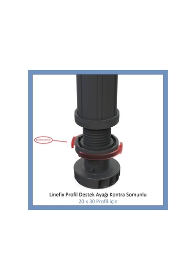 Linefix Profil Destek Ayağı Kontra Somunlu 20x30 Profil İçin Siyah