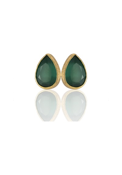 Kadir Jewellery 22 Ayar Altın Kaplama Kadın Minimal Küpe -el İşçiliği Ve Hipoalerjenik Küpe Koyu Yeşil 08596940